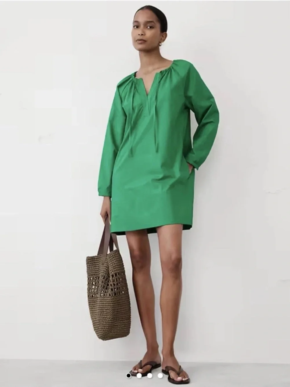 Banana Republic Factory Emerald Poplin Green Tie-Front Tunic in Med nwt